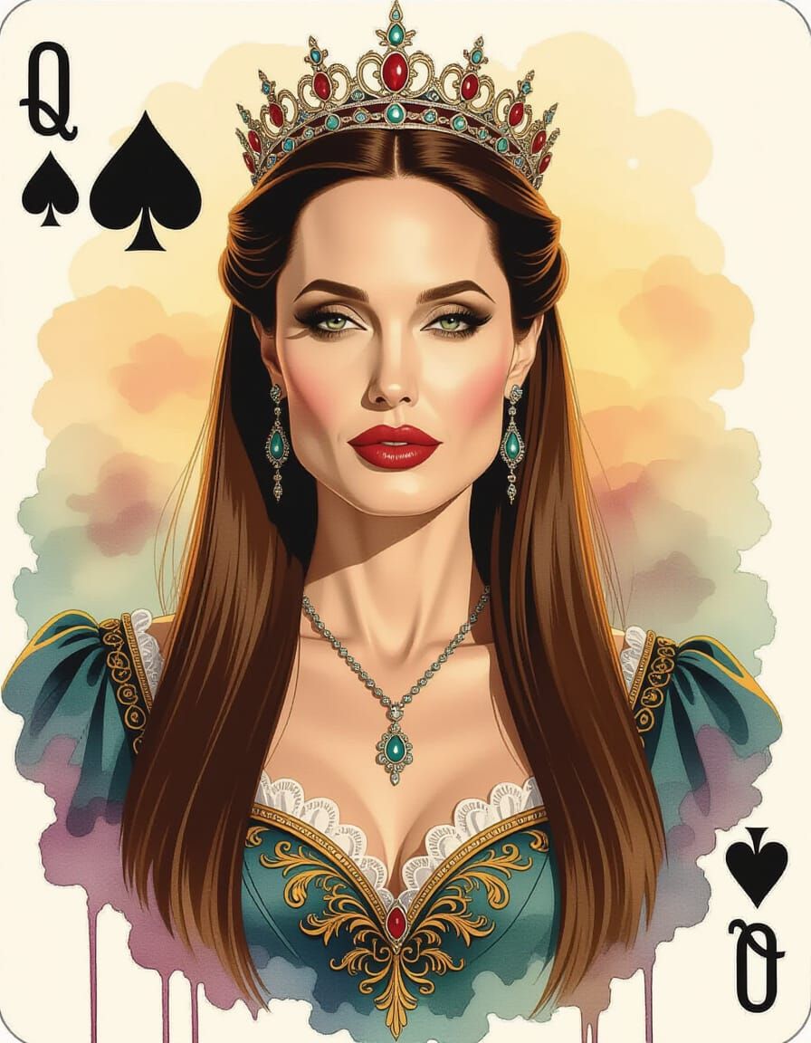 Angelina Jolie as Queen of Spades in Bohemian Elegance