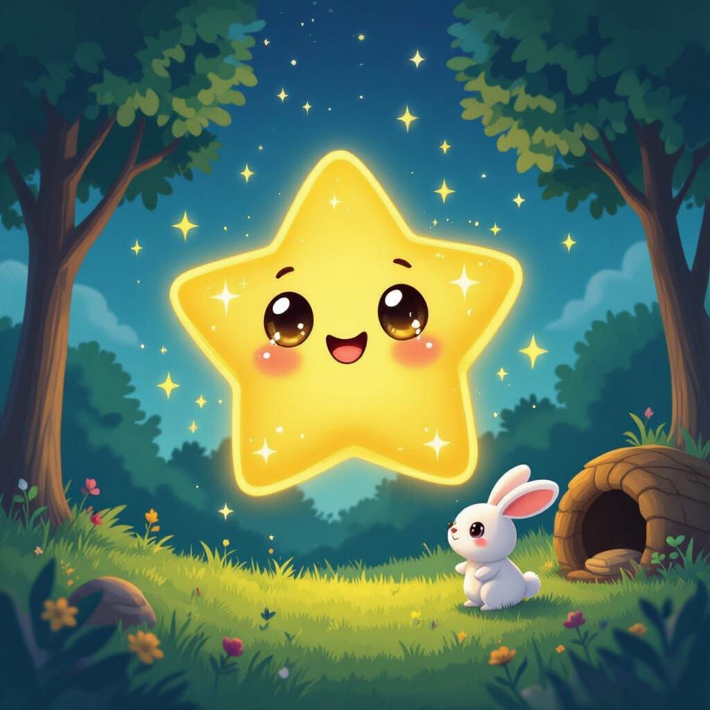 Golden Star Character in Whimsical AI-Pixar Style