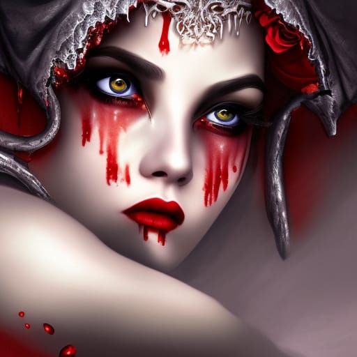 Vampiric Beauty in a Royo-Inspired Dark Fantasy Art