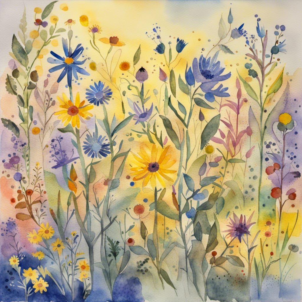Wildflower Garden as Watercolor Painting
