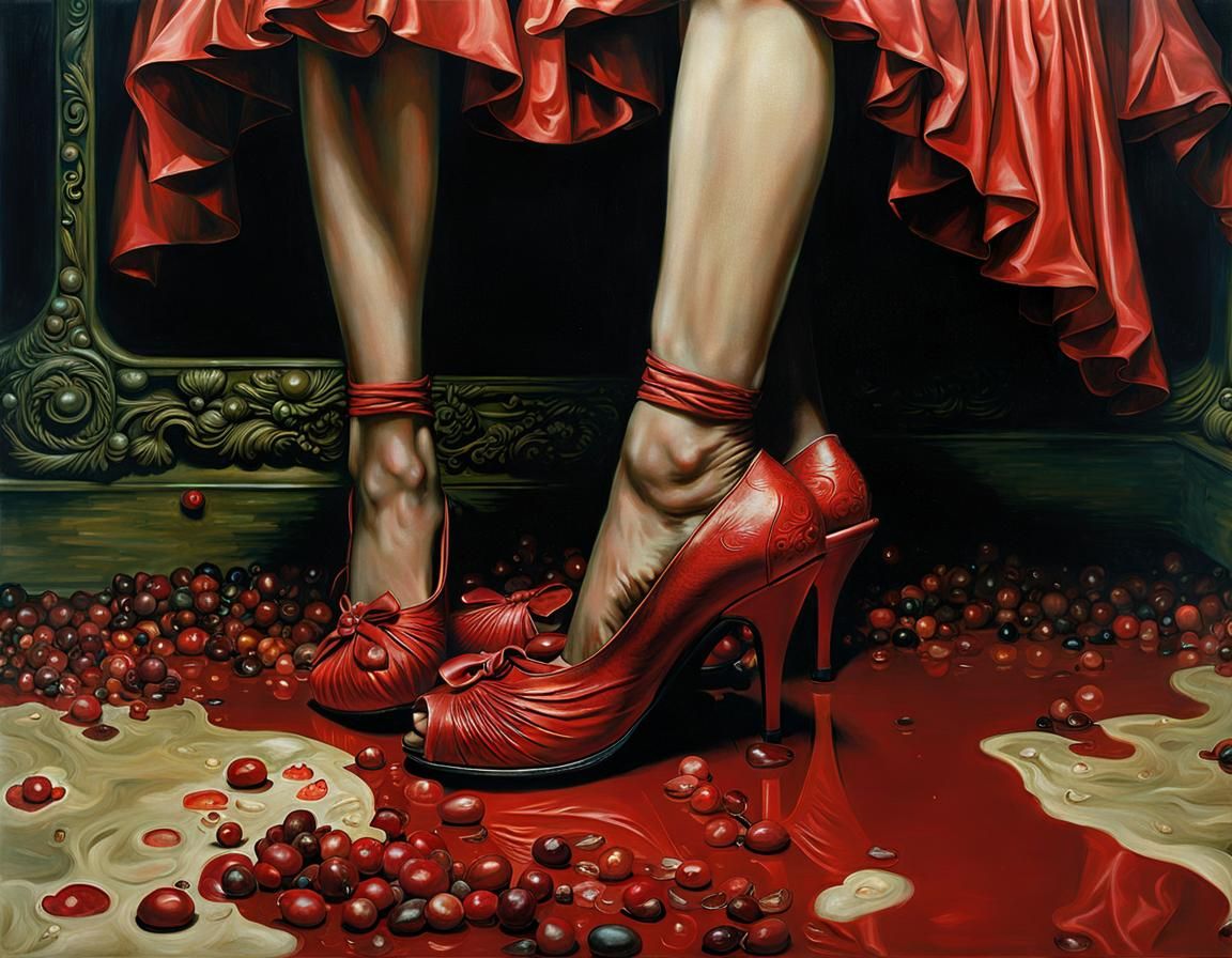 ugly feet in ugly shoes, crushing grapes