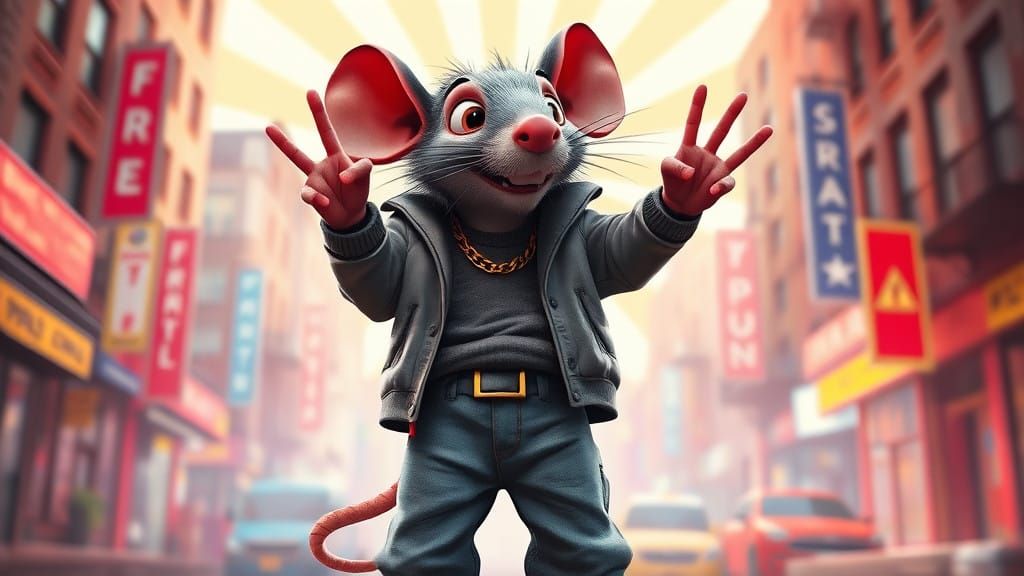 Rat in Swaggy New York City Street Scene