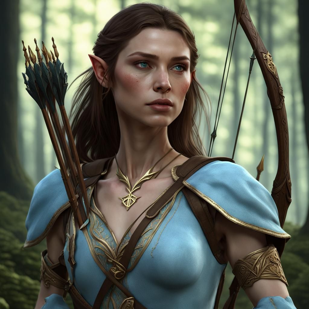 Elven Huntress in Dark Fantasy Style