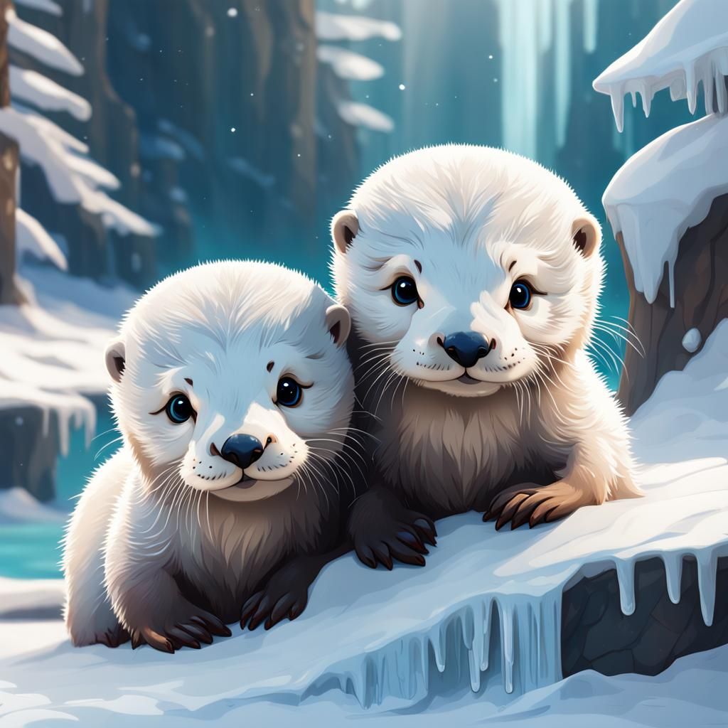 baby arctic otters