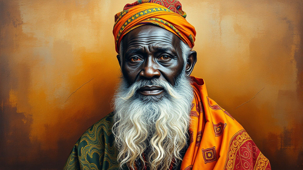 Luganda Man in Traditional Dress, Expressive Realism Style