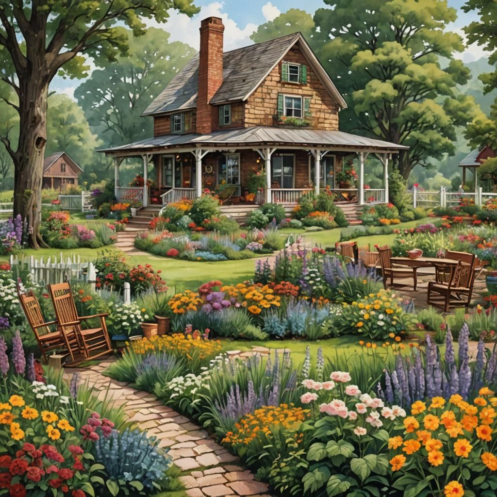 Charming Farmhouse with Garden in Wyeth Style