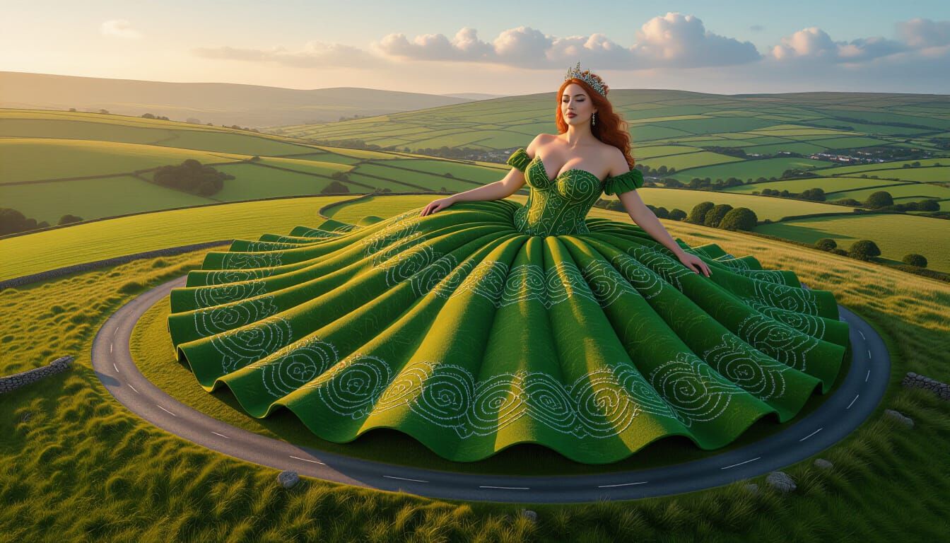 Surreal Fairy Queen Merges with Ireland Landscape