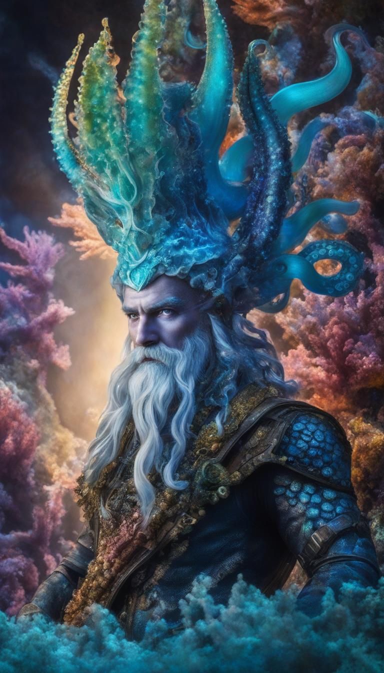 Aquapunk Octopus Warrior with Mermaid Tentacles