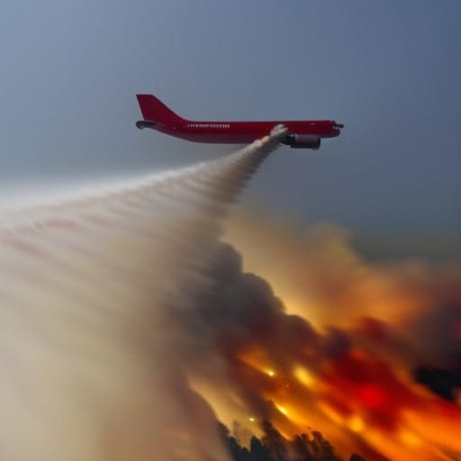 Firefighter Waving From Waterbomber Over Wildfire