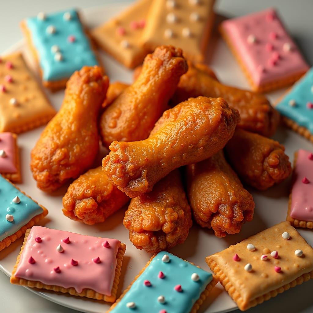 Chicken Wings and Pop-Tarts in Digital Art Style