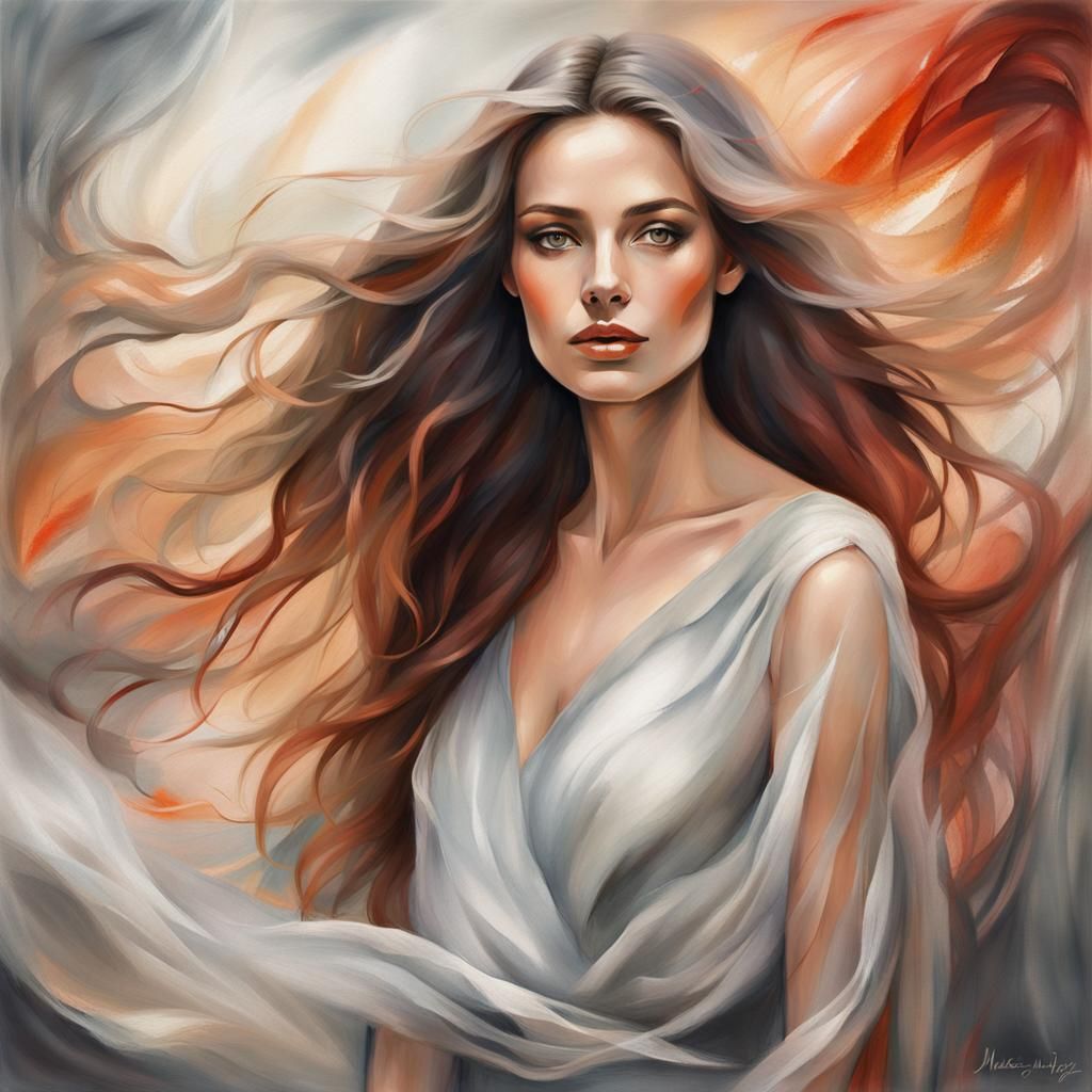 Elegant Woman Portrait with Painterly Brushstrokes