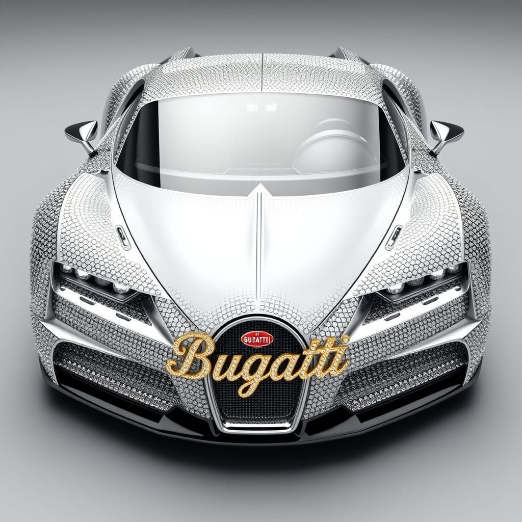 Sleek Futuristic Bugatti Crafted from Polished Silver and Di...