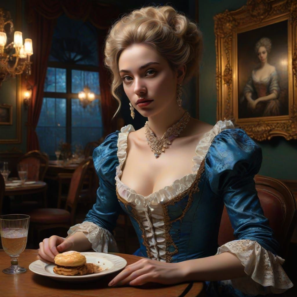 Surreal Baroque Woman in High Fashion Portrait