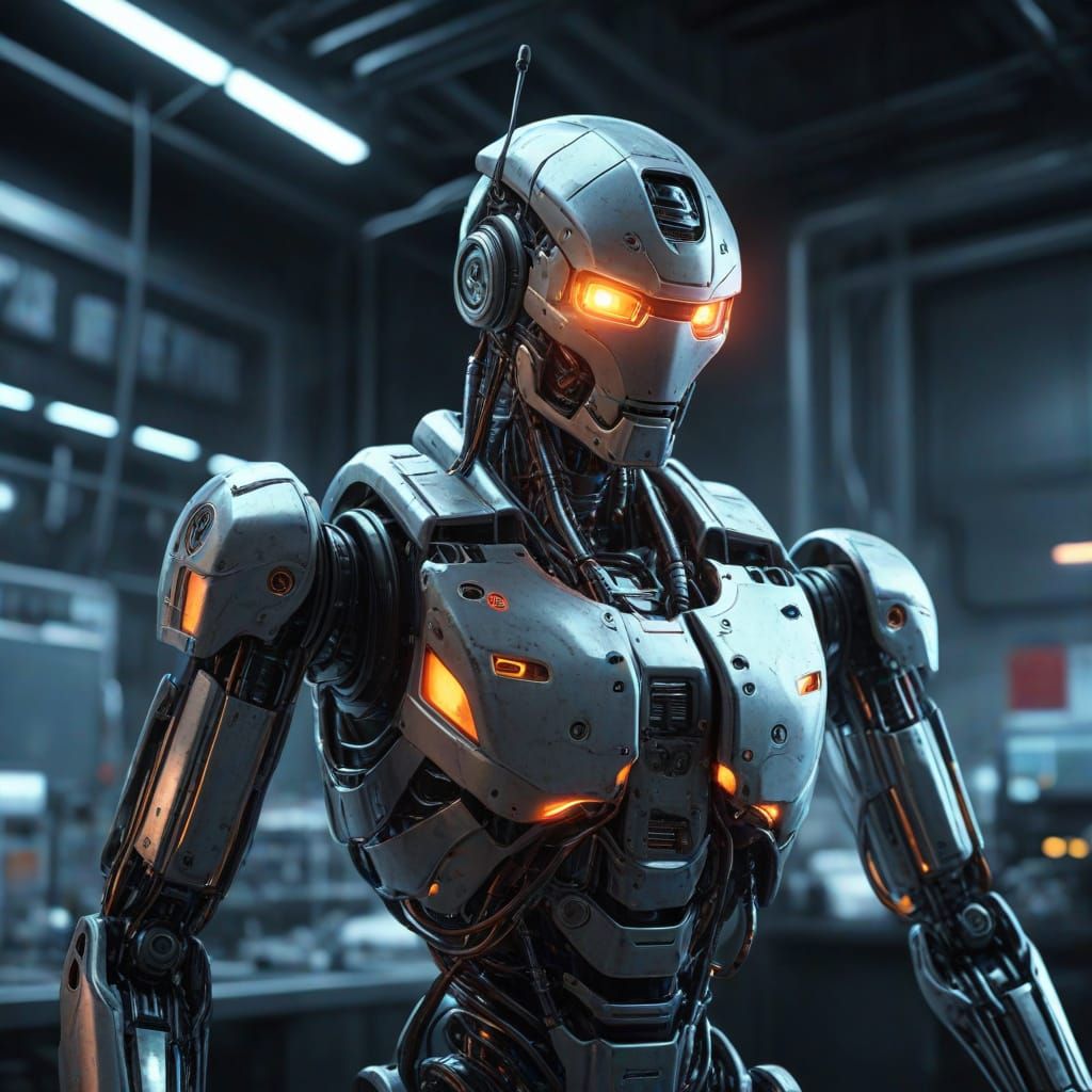 Robot in Lab: Sci-Fi Concept Art