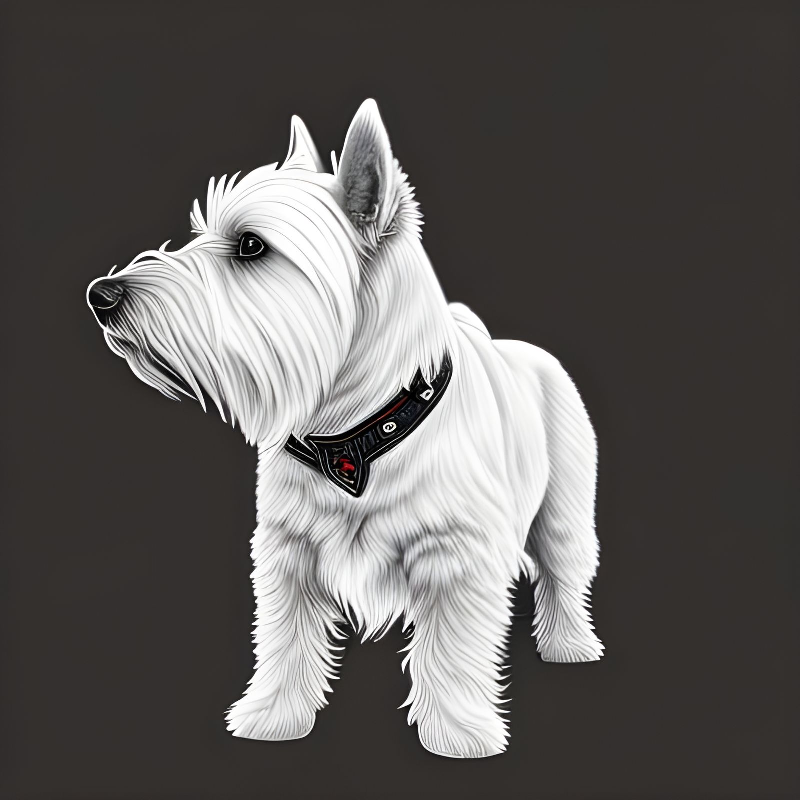 West Highland Terrier in Charcoal, Detailed Art