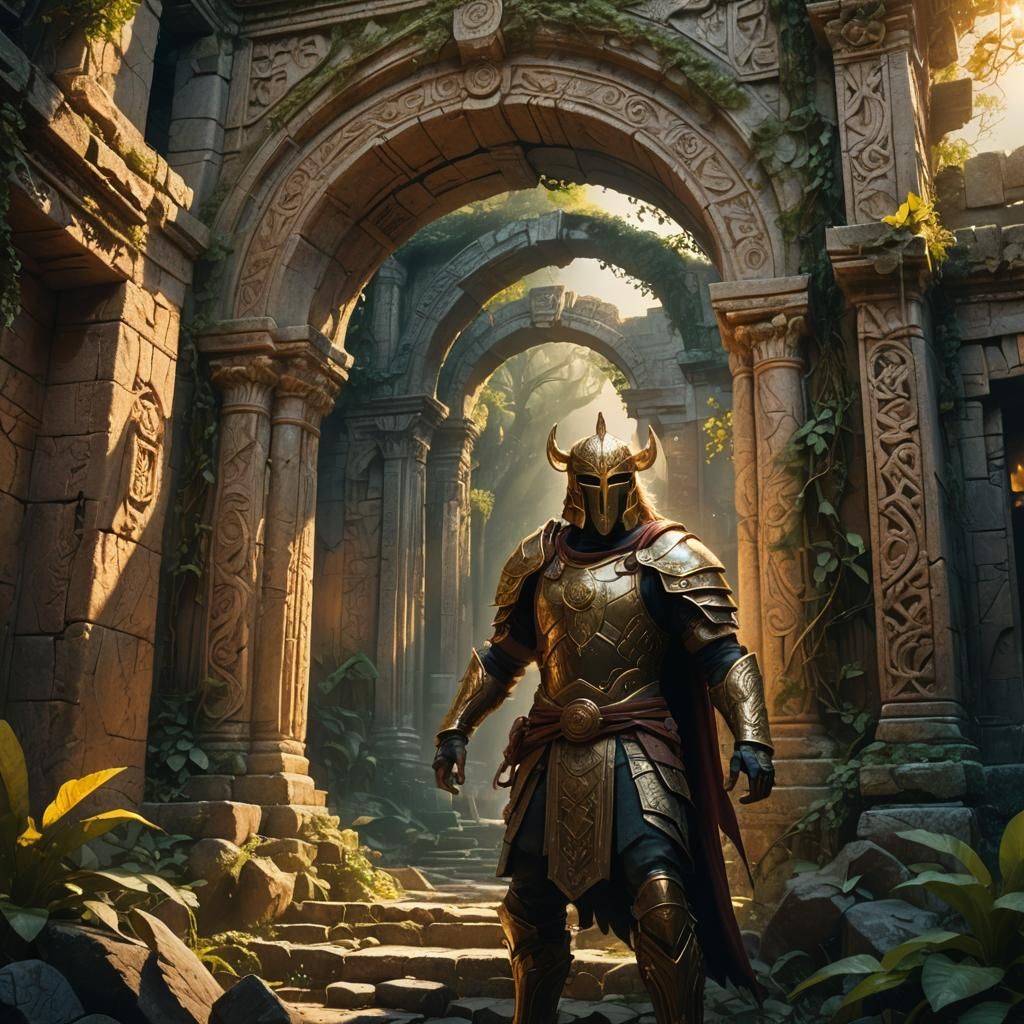 Mystical Warrior at Portal: Fantasy Concept Art