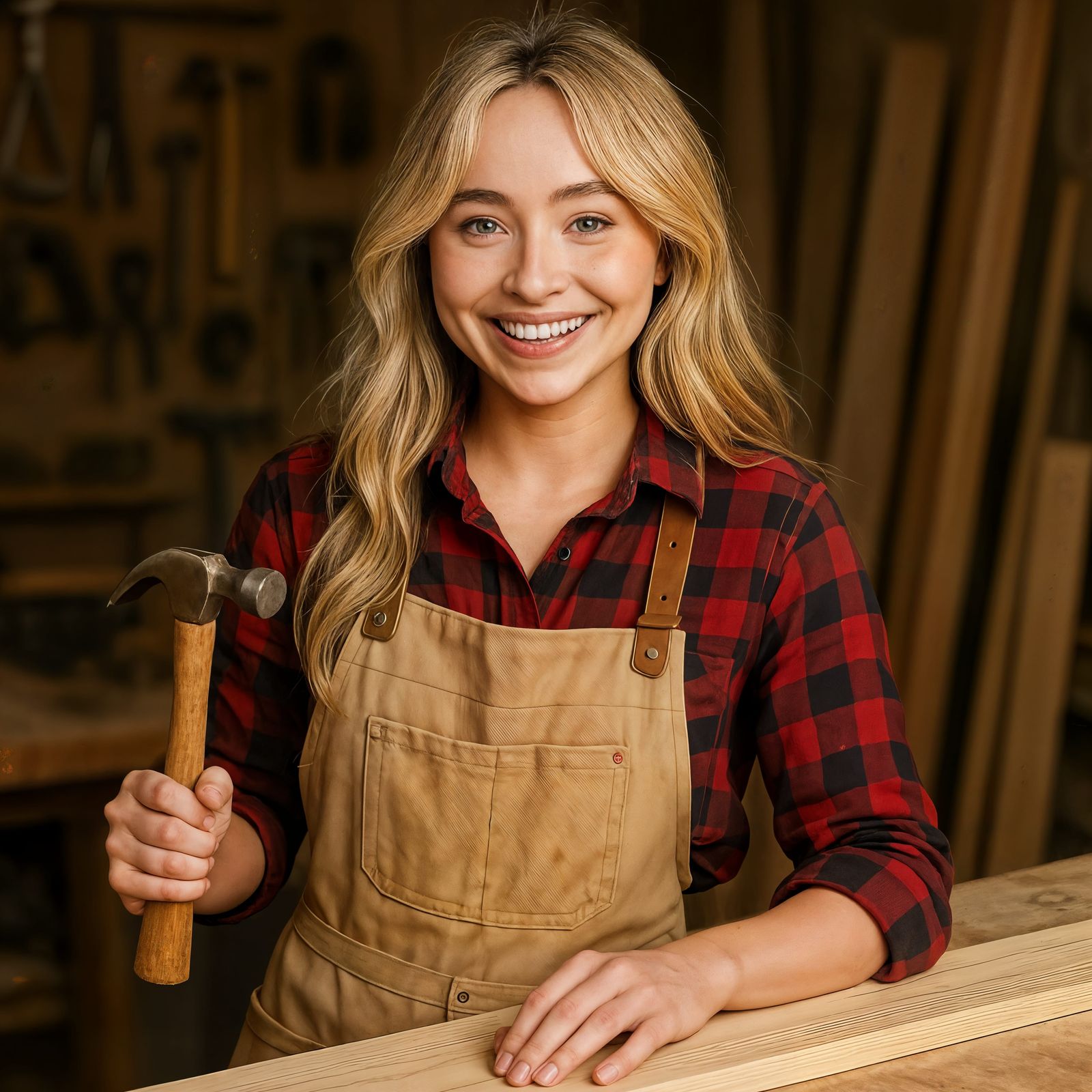 Sabrina Carpenter Poses Happily as a Carpenter