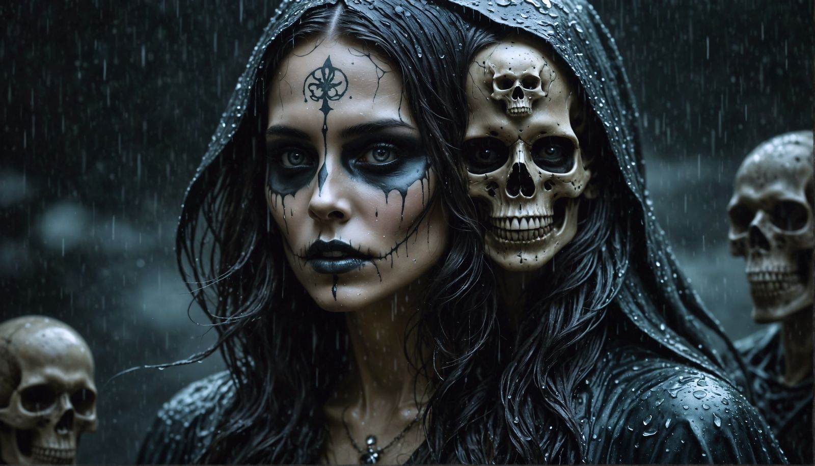 Creepy Skull Ghost in Horror Pencil Art