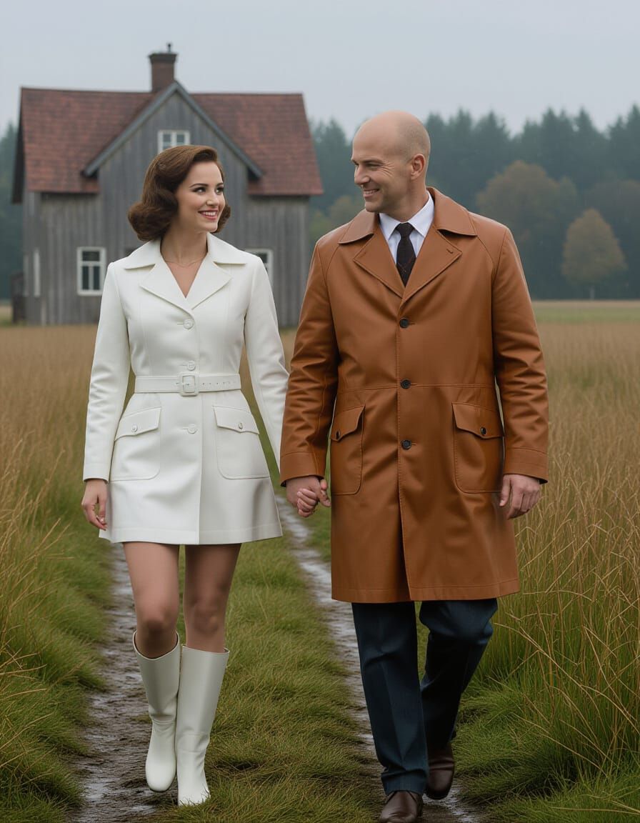 Couple Walking Hand in Hand in Romantic Fields