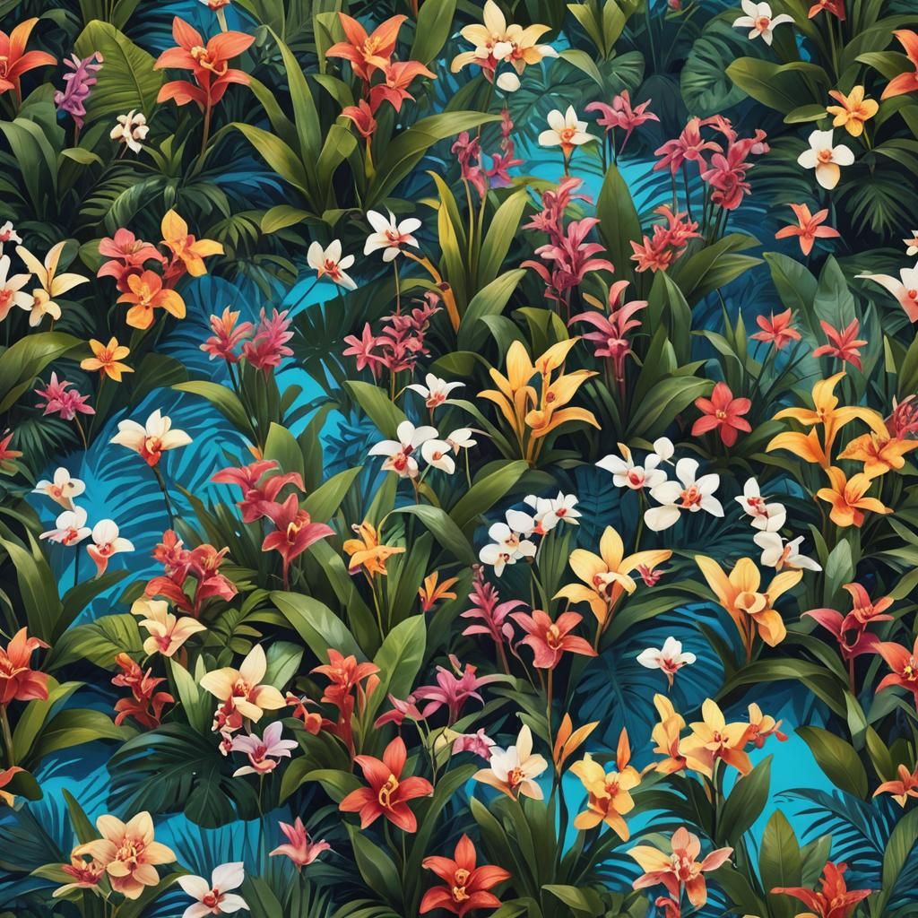 Singapore Flower Garden Picnic in Anime Style