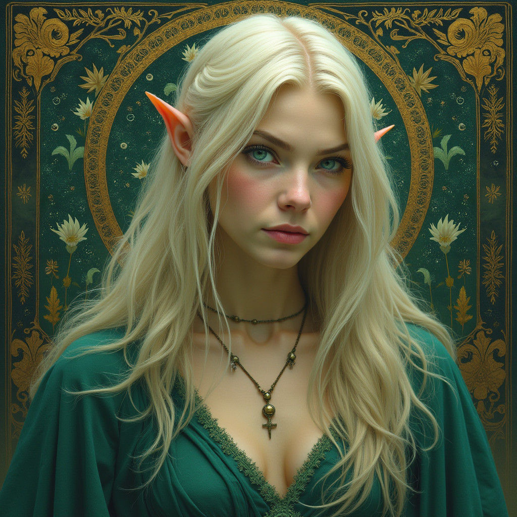 Ethereal High Elven Woman Portrait in 8k