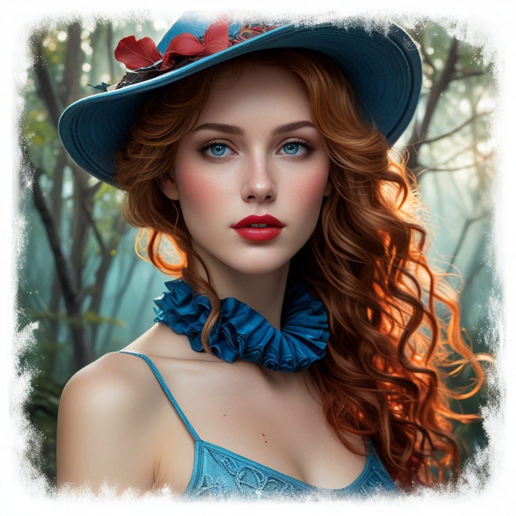 Surreal Portrait of a Young Woman in a Cosmic Heath