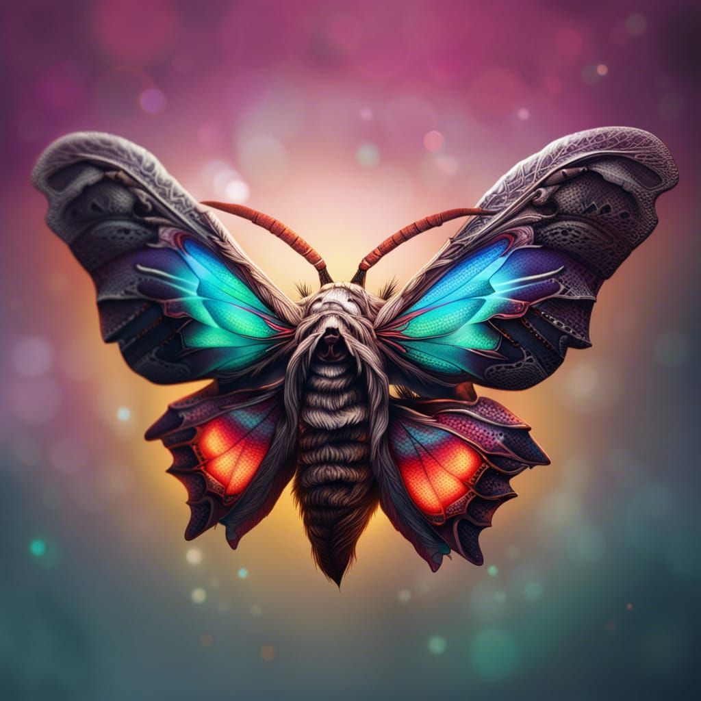 Detailed Death's-Head Moth in Splash Art Style