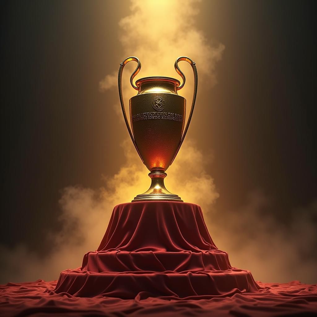Golden Champions League Trophy in Fantasy Realm