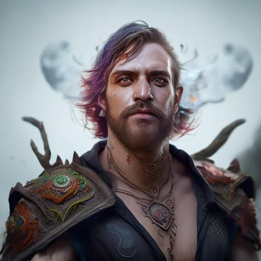 Hyperrealistic Cow Mage with Fungi