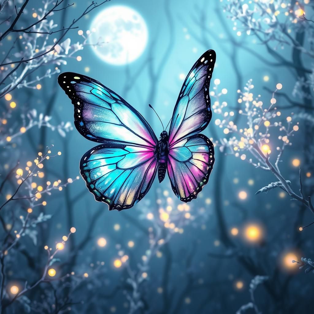 Bergonia Moonlit Butterfly in Ethereal Forest