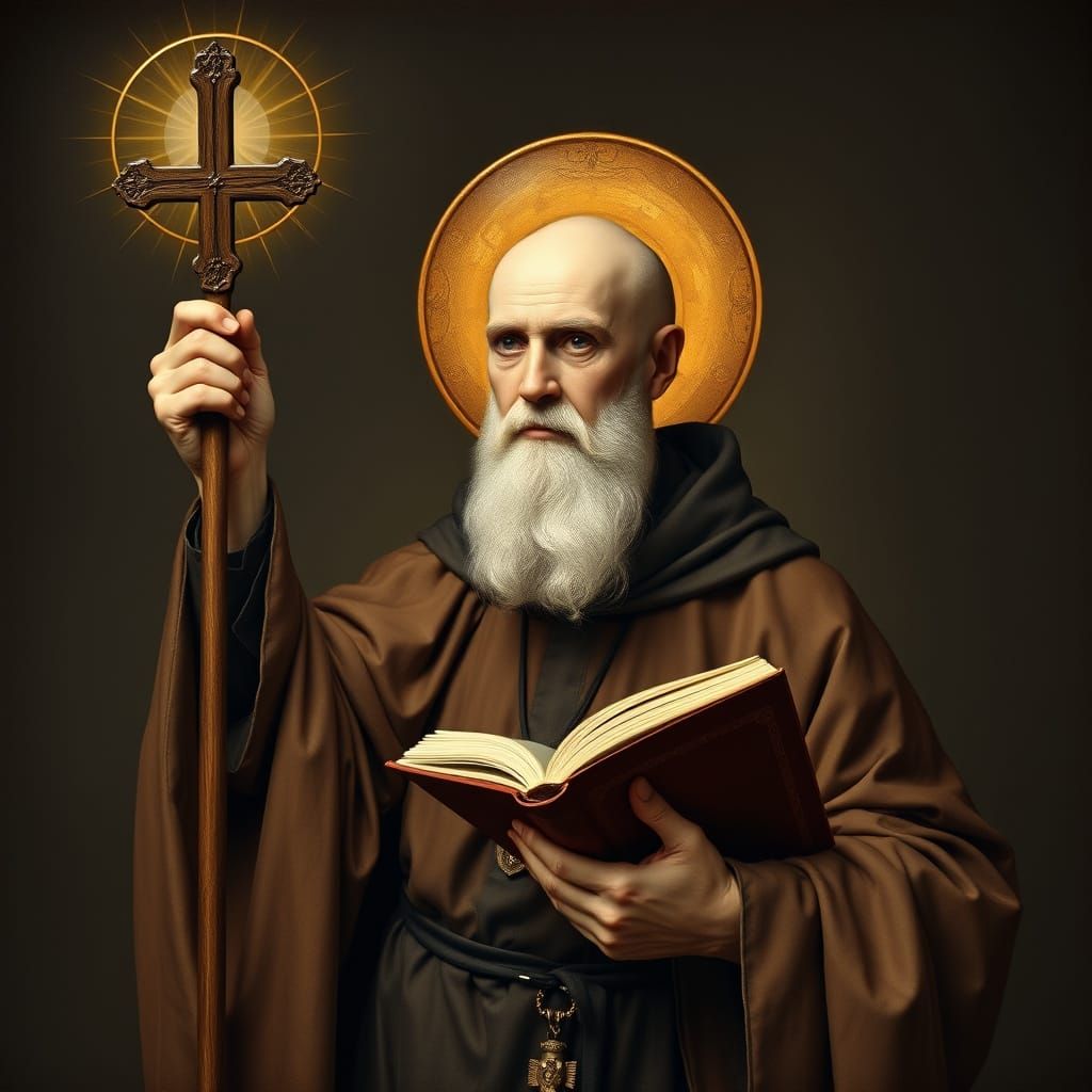 St. Benedict Portrait in the Style of Caravaggio