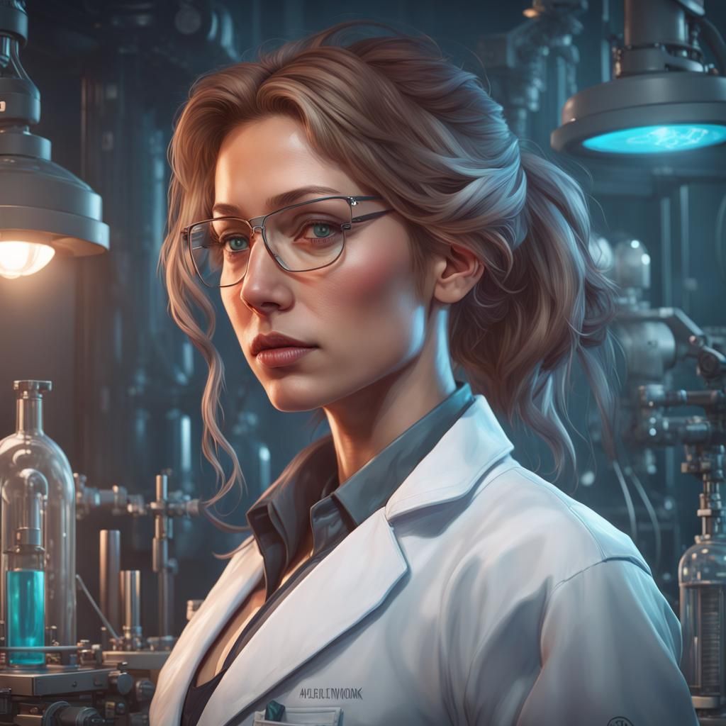 Detailed Portrait of a Beautiful Female Scientist