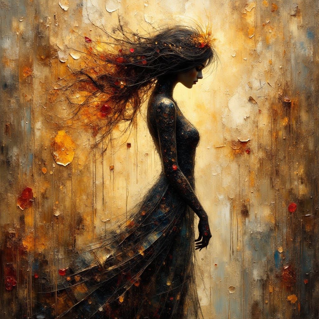 Breathtaking Silhouette Beauty in Encaustic Style