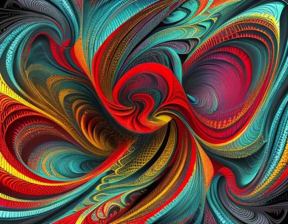 Abstract Vector Fractal with Crimson and Yellow Hues