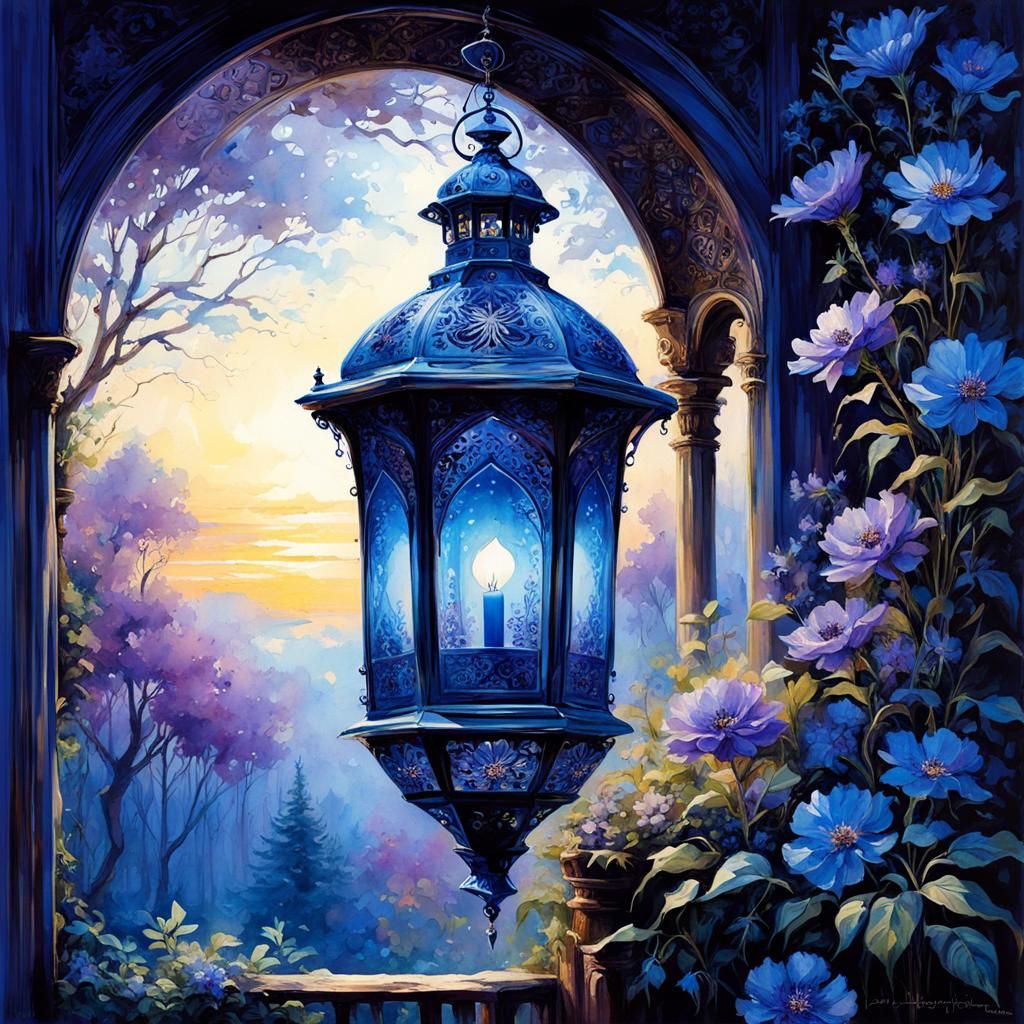 Enchanted Forest: Vintage Lantern with Flowers