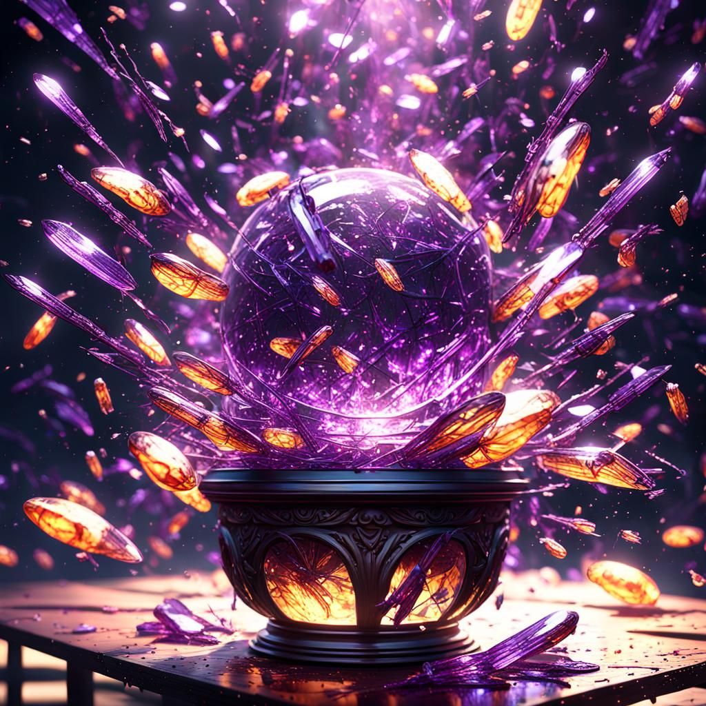 Shattered Glass with Fireflies: Dark Fantasy Art