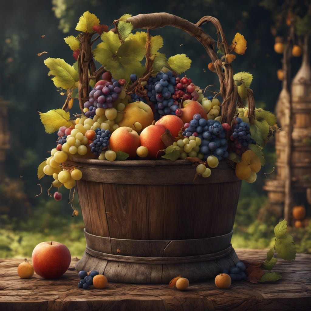 Fruit Abundance in Matte Painting Style