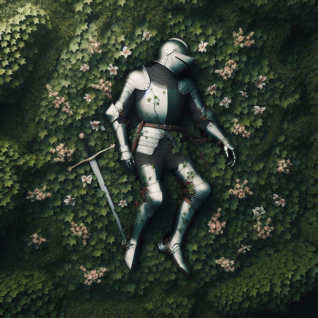 Knight in Repose, Surrounded by Verdant Bloom