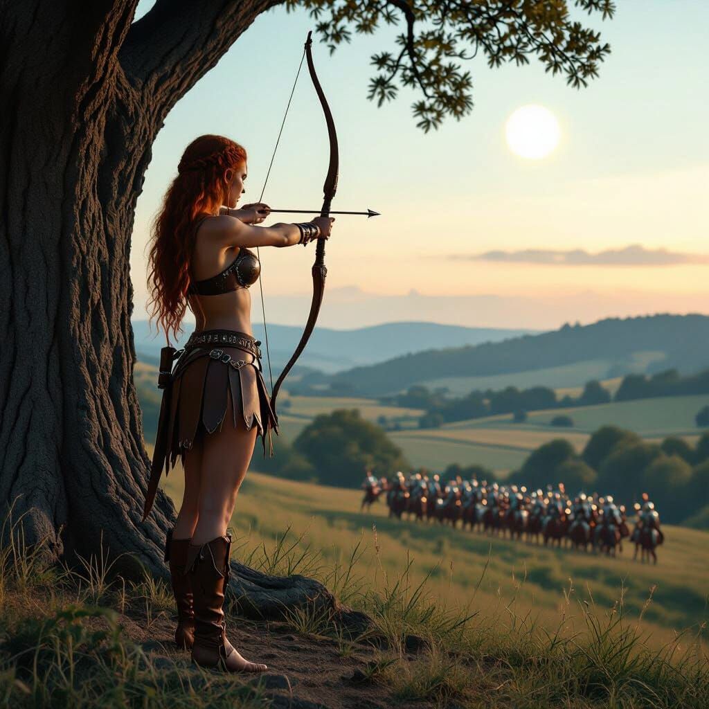 British Warrior Woman Gazing at Roman Army