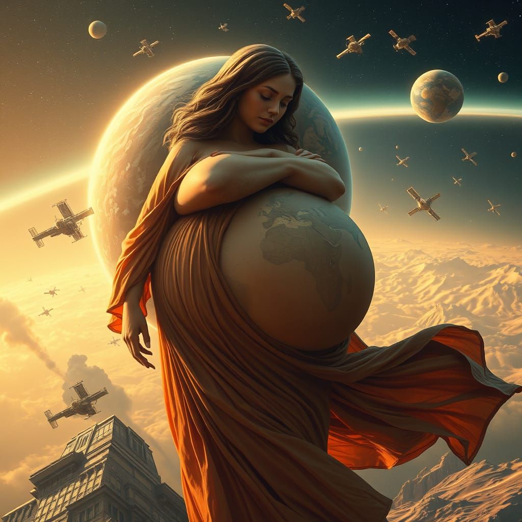Pregnant Planet Earth in Ethereal Light