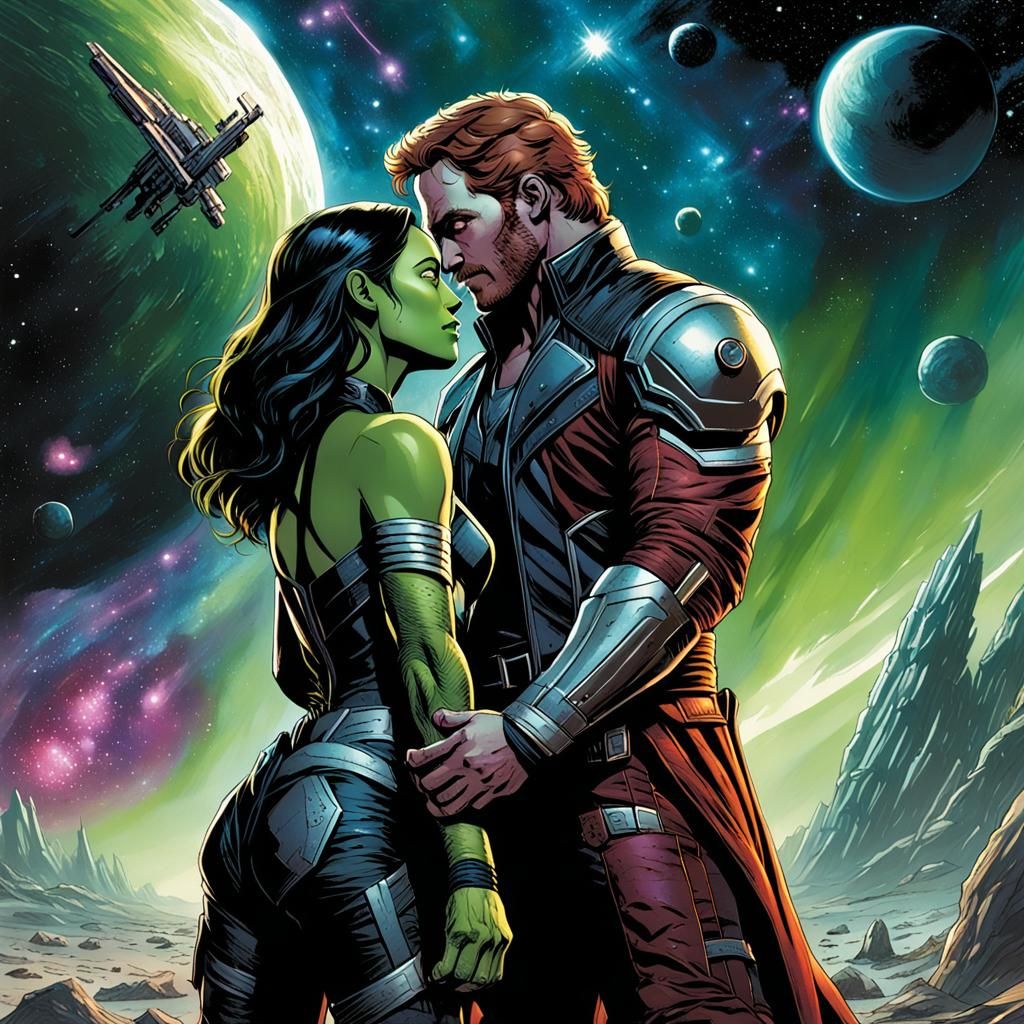 Peter Quill and Gamora: Galactic Lovers, Comic Art