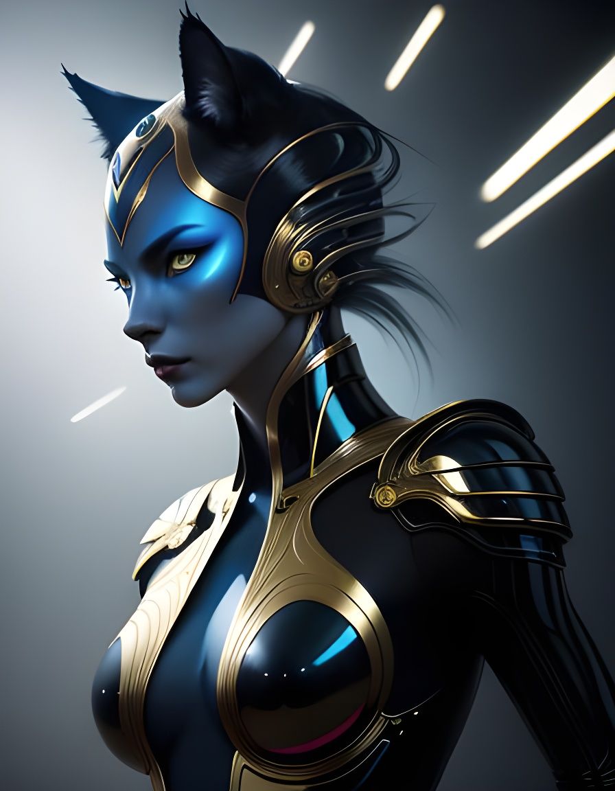 Surreal Feline in Digital Art Style