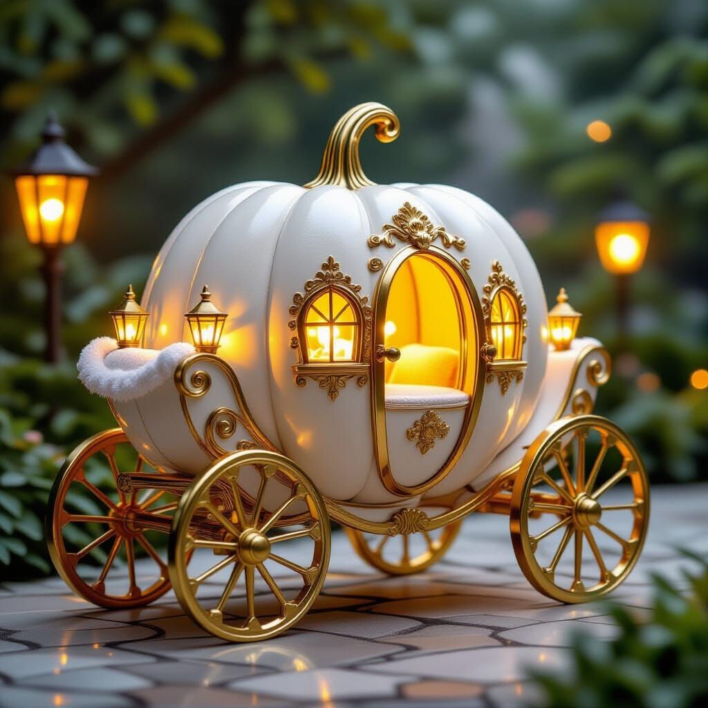 Intricately Carved White Pumpkin Royal Carriage with Golden ...