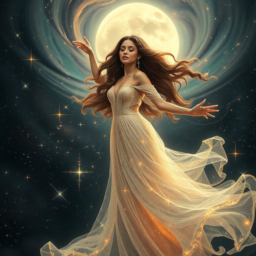 Celestial Ariana Grande in Art Nouveau Galaxy