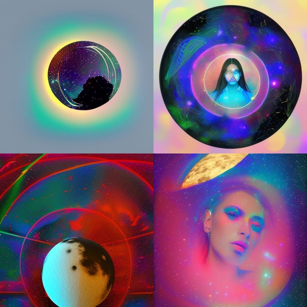Holographic Astral Moon Illustration by Amaringo