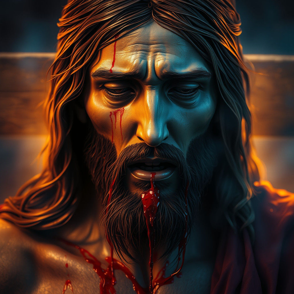 Jesus Christ in Anguish: Dark Fantasy Matte Painting