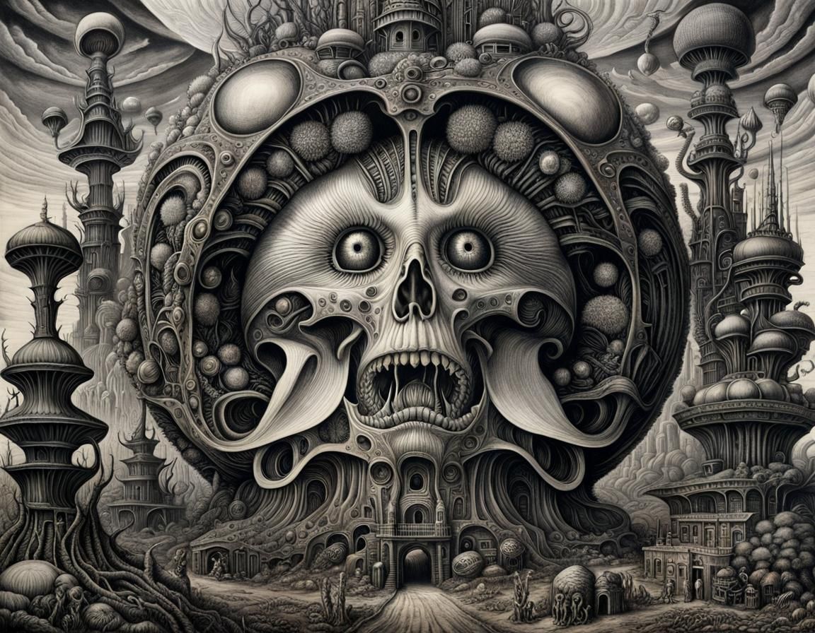 Surreal Insectoid Landscape Inspired by Dore and Giger