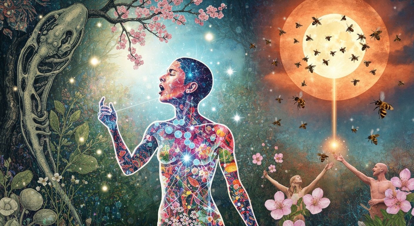 Bio Art Collage of Exile Rebel in Ethereal Forest