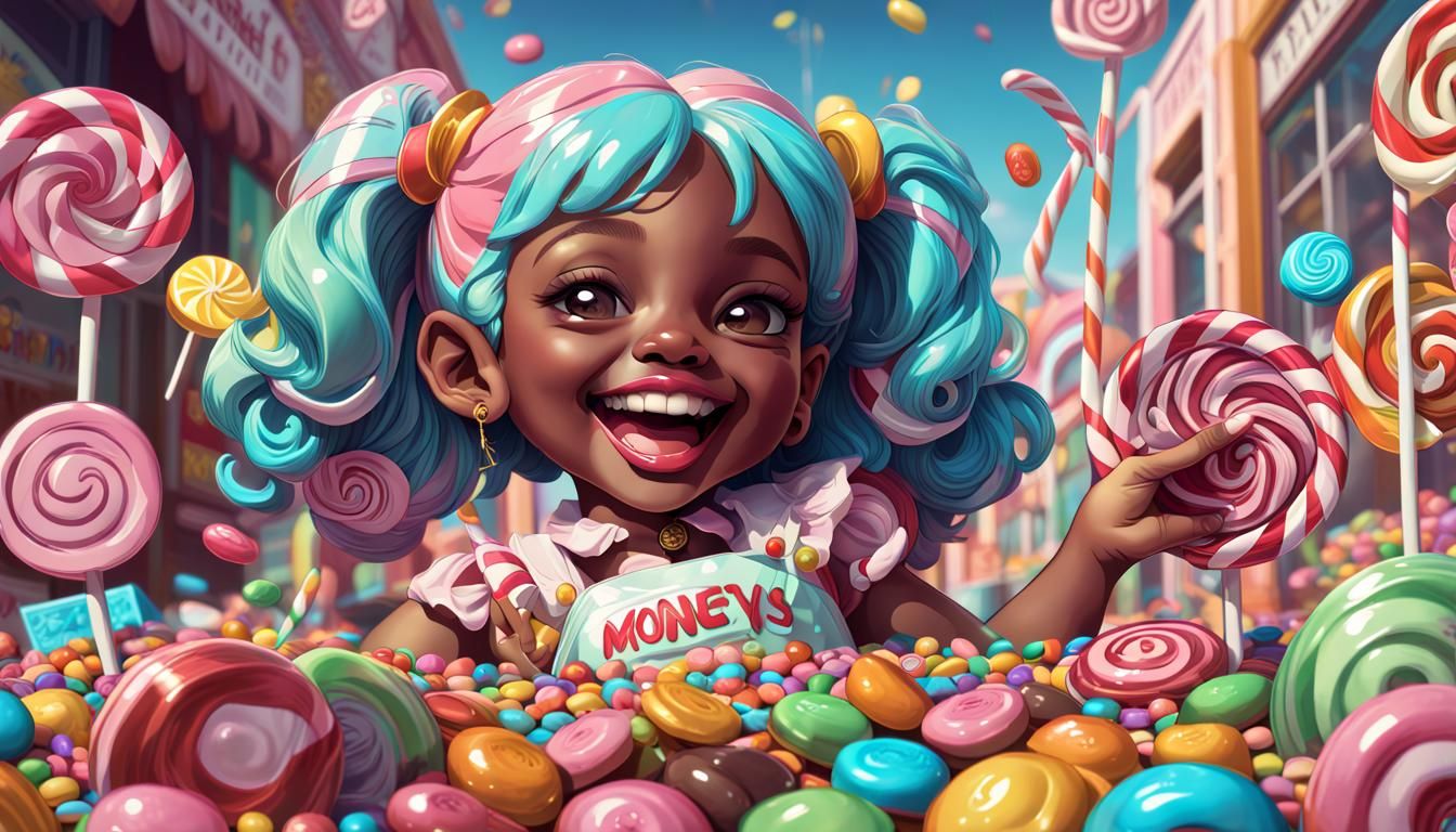 Candy Art Style Digital Illustration with Dynamic Lighting