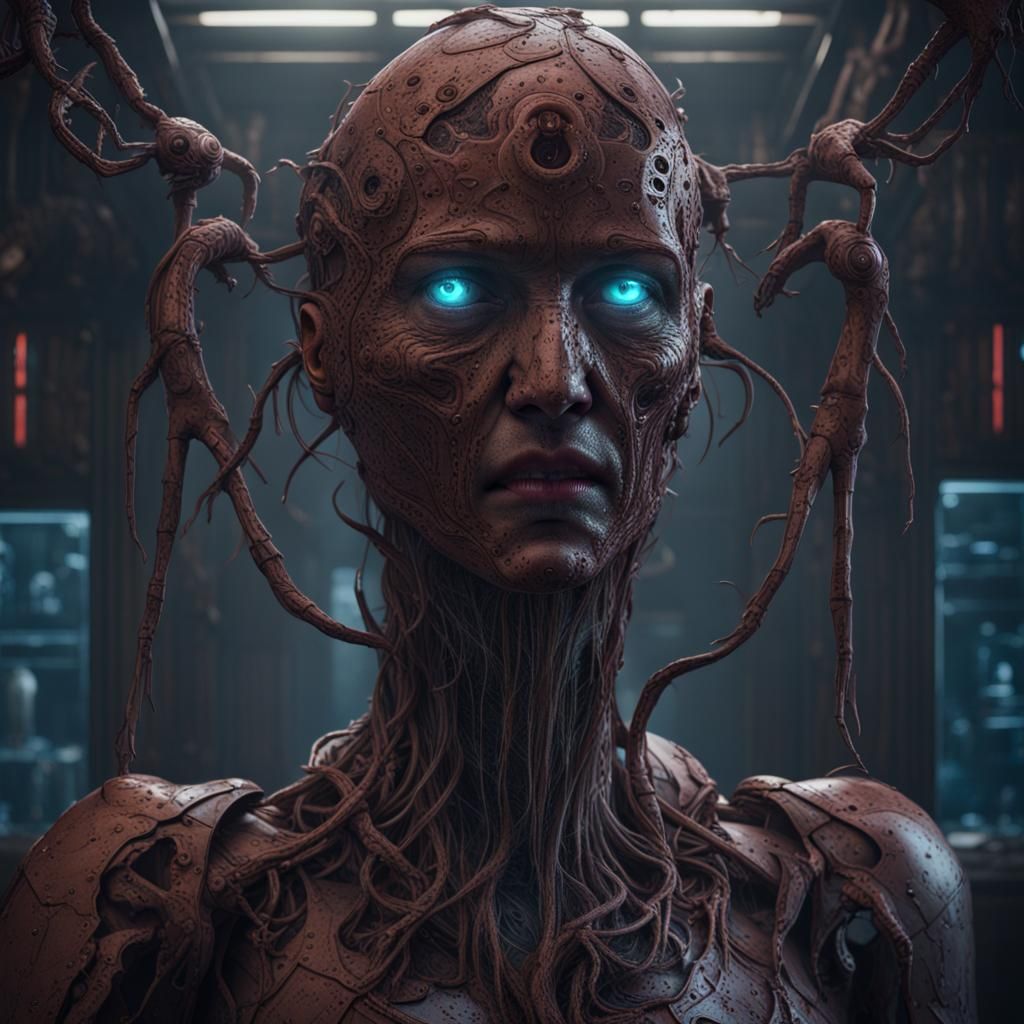 Sentient AI Controls Humanity in Dark Fantasy Art